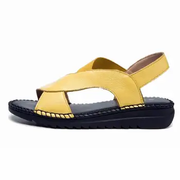 MVVJKEcow natūralios odos sandalai moterims, butas kulnas mados sandalai vasarą bateliai moteris vasaros sandalai didelis dydis