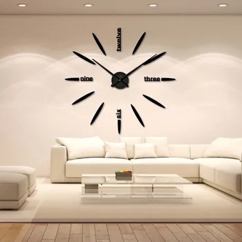 3D trimatis Sieninis Laikrodis Akrilo Veidrodžio Paviršiaus Sieninis Laikrodis Mados Trumpas Sieninis Laikrodis 