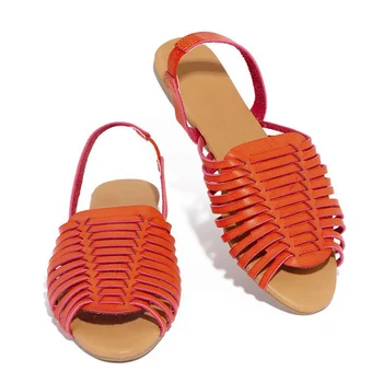Vasaros Bateliai Moteris Sandalai Peep Toe Flat Moterų Sandalias Ponios Slydimui Dėl Elastinės Juostos Kvėpuojantis Retro Shoes