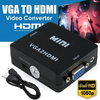 Mini 1080P VGA į HDMI Moterų Full HD 1080P Vaizdo Keitiklis Adapteris Box TV Nešiojamas HDTV Konverteris 60*50*20mm Male-female Krepšys