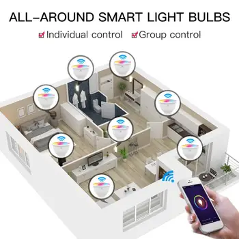 GU10 WiFi Smart LED Lemputės RGBW Balta 4.5 W šviesos srautą galima reguliuoti Lempučių Smart Gyvenimo Tuya Nuotolinio Valdymo Lemputės Darbo Su Alexa / Google