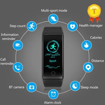 Karšto pardavimo Smart Apyrankę Širdies ritmo Monitorius IP68 Vandeniui Ekrano Spalvos Fitness Tracker Band 