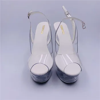Seksualus 15 cm, kulniukai, stilingas kristalo moterų batai, skaidrus 6-colių stiletto ašigalio šokių basutės