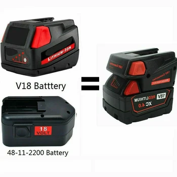 18V Baterija Konverteris Adapteris Su USB Port Konvertuoti Milwaukee M18 48-11-2200 NI-CD kompaktinis Baterija Skirta V18 Li-ion Baterija
