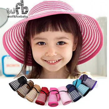 Mažmeninės 3-5years 52-54CM vaikų apsaugos nuo saulės sun skrybėlę dryžuotas tuščias bžūp vasarą, rudenį rudenį