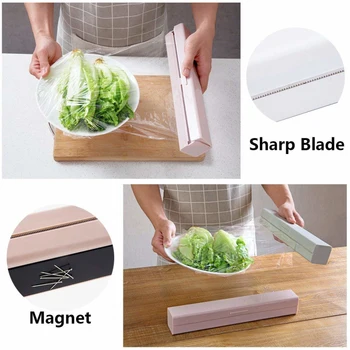 Kabintis Kino Cutter ABS Plastiko Wrap Balionėlis Su Magnetu Išlaikyti Maistą Šviežią Virtuvės Reikmenys Saugojimo Įtaisus