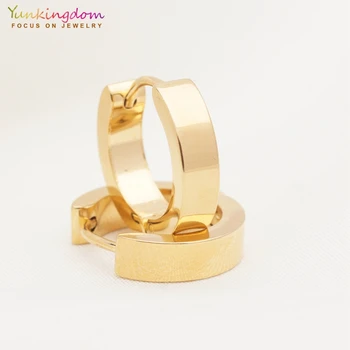 Yunkingdom paprasta maži žiedai aukso spalvos nerūdijančio plieno auskarai moterims orecchini cerchio UE0322