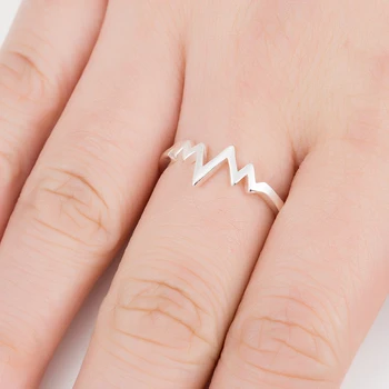 Shuangshuo Žiedas Bangų Žiedai, skirta Moterų Širdies Elektrokardiograma Širdies Ritmas Žiedas Nustatyti EKG Vestuviniai Žiedai Dovana Slaugytoja