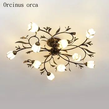 Amerikos kūrybinė asmenybė LED gėlių lubų lempa gyvenamojo kambario, miegamojo, koridoriaus Viduržemio jūros regiono Sodo retro geležies lubų lempa