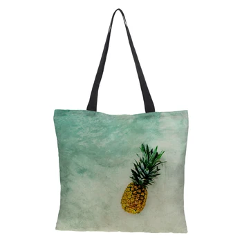 CROWDALE dvipusis lino spausdinimo moterų maišelį Ananasų stiliaus Pirkinių Krepšys Ponios glaustas stilius Skalbinių maišas dovanų maišelis 43cm*43cm