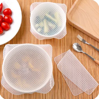 Ruožas ir Šviežių 4pcs Silikono Maisto Wrap Multi-funkcija Kaušeliai Padengti Virtuvės Reikmenys FPing