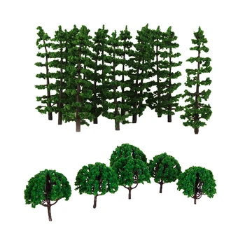 40Pcs Plastiko Dažytos Peizažai Kraštovaizdžio Traukinio Modelis Medžių Masto 1/100 HO Scale 