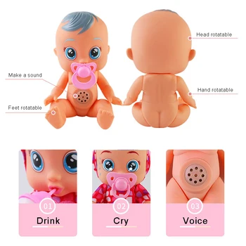 Elektros Vienaragis Baby Doll 8/10 Colių Gerti Vandens Su Ašara Gražių Žaislų Vaikams Namas Žaisti Silikono Vinilo Gyvūnų Kūdikių Lėlės