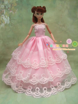 Elegancijos Vakare Šalies Vestuvinė Suknelė su skraiste Barbie Lėlės rožinė visą aplink suknelė