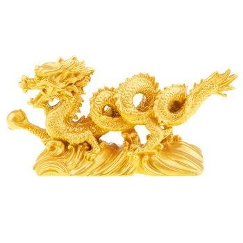 1 Gabalas Kinų Feng Shui Drakono Figūrėlė Statula už Sėkmės ir Sėkmės Aukso / Varis
