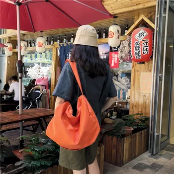 Korėjos Mados Naujų vientisos Spalvos Sporto Krepšys Moterims Paprastas Didelės Talpos Japonijos INS Drobė Maišelis Peties Messenger Bag Rankinė