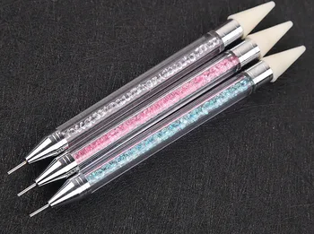 Nail Art Line Tapybos Pen kalnų krištolas Picker Dotting Tool Su Extra 2 Vaškas Galvos Dual-baigėsi 
