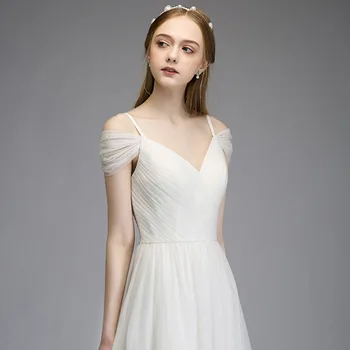 Baltos Spalvos Ilgą Vakarinę Suknelę Be Rankovių Šifono Moteris Ilgai Prom Šalis Suknelės Mados Vakare Gown Oficialų Suknelė Moterų Apdaras 2019