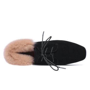 ĮDOMUS VILLE 2018 Naujas Mados Britų Stiliaus Moterų batai Gamtos Vaikas Suede Rudens-Žiemos Batai Seksualus Ponios batai Aikštėje Kojų