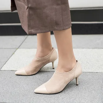 Madingų moterų batai banga Europoje stotis rudens ir žiemos naujų aukštos obcasie batų žiemos vieno batai