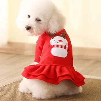 Pet Šuo, Mergina Sniego Spausdinti Princesė Dress Mažų Šunų Žiemą Šilta Suknelė Čihuahua Yorkie Drabužiai