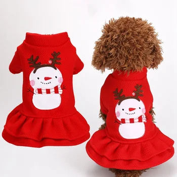 Pet Šuo, Mergina Sniego Spausdinti Princesė Dress Mažų Šunų Žiemą Šilta Suknelė Čihuahua Yorkie Drabužiai