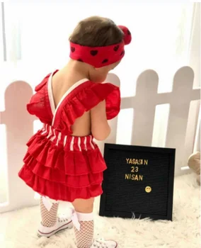 2020 Nauja Mada Vaikams, Kūdikių Drabužiai Raudonas Dryžuotas Spalvos Raštuotas Suknelė Dėvėti Kasdien