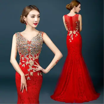 Duobute Diamond Slim apynasrio suknelė slidinėti Cheongsams 2020 naujas mados vakarinę suknelę nuotaka susituokė taurę ilga suknelė w913