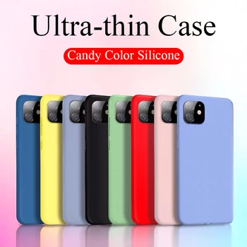 Saldainiai Spalvos Silikono Soft Case For Iphone 11 Pro Xs Max Xr X Ultra Plonas, Matinis Atveju Iphone 7 8 6s 6 Plius 5 5s Se 2020 Fundas