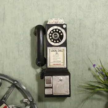 Retro dervos telefono modelis namų langą kavinė baras apdaila sienos kabo amatų papuošalai miniatiūriniai apdailos dovanos, namų puošybai