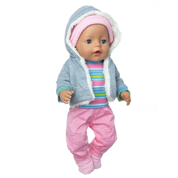 Naujas Kostiumas+Kailis Tinka gimęs kūdikis 43cm Lėlės Drabužiai Lėlės Priedai 17inch Baby Doll