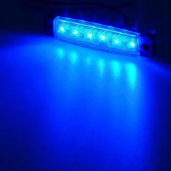 10 Vnt Mėlyna Patvirtinimo Šoninis Gabaritinis Žibintas 6 LED Priekabos Šviesos 3.8