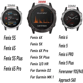 Smart Watch Band Dirželiai Garmin Fenix 6 6S 6XPro 5X 5 5S 3 3HR Pirmtakas 935 945 Mk1D2 Greito Atleidimo Dirželis su Silikono Apyrankė