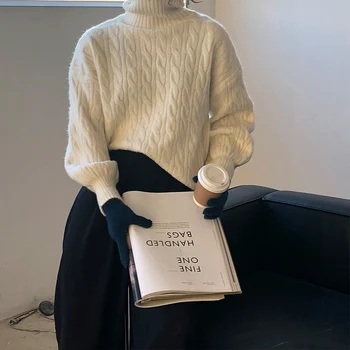 Ailegogo Naują Pavasario Moterų Megzti Megztinis Atsitiktinis Golfo Palaidi Tinka Moterų Puloveriai 4 Spalvų Korėjos Stiliaus Šiltas Trikotažas Viršūnės