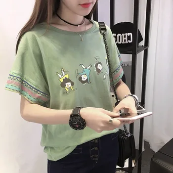 Pietų Korėjos rytinių Vartų Moterų Naujų Studentų trumpomis Rankovėmis T-shirt Draugės Vasaros Prarasti Pusė Rankovėmis T-shirt Nacionalinės Stiliaus Viršaus