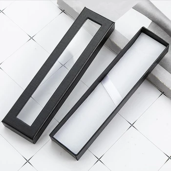 10vnt/Set Pen Box Skaidri Lango Pen Lauke Popierinės Pakuotės Metalo Dovana Pen Lauke Didmeninės