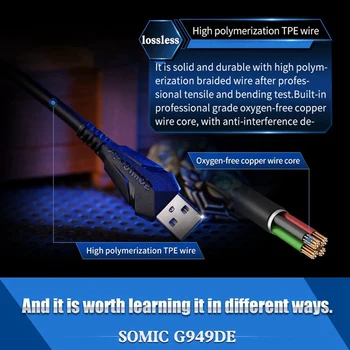 SOMIC G949DE Galvos Montuojamas Kompiuterio, Ausinės USB7.1 Žaidimų Ausinės Valgyti Vištienos laisvų Rankų įranga su mikrofonu, Šviesos