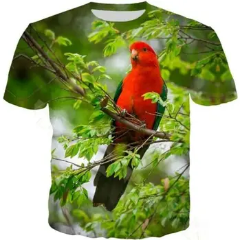 2020 Gyvūnų Macaw 3D Spausdinimo Laisvalaikio T-Shirt Vyrai Moterys trumpomis Rankovėmis Hip-Hop Tee Viršūnės