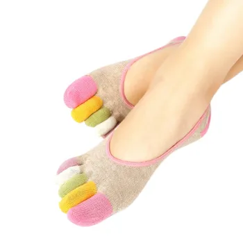 Pavasarį Ir Vasarą Slaptas Valtis Kojinės Moterų Seklių Burną Medvilnės Penkių Kojų Kojinės Anti-Slip Silikono Kojų kojinės