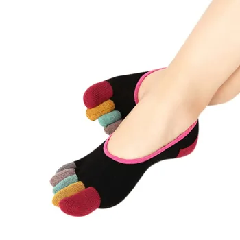 Pavasarį Ir Vasarą Slaptas Valtis Kojinės Moterų Seklių Burną Medvilnės Penkių Kojų Kojinės Anti-Slip Silikono Kojų kojinės