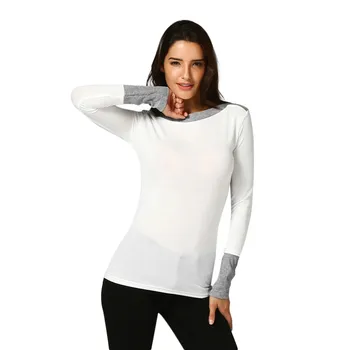 Rudenį Viršūnes moterų megzti marškinėliai ilgomis Rankovėmis kratinys slim fit Marškinėliai Atsitiktinis moterų marškinėlius d90827