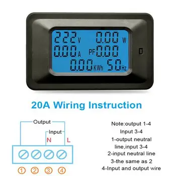 AC220V 20A Skaitmeninis voltmetras Energijos Skaitiklis LCD 5KW Galios Voltmeter Ammeter Srovė Amperais vatmetrą testeris detektorius indikatorius