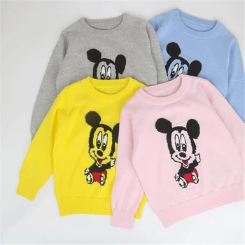 Disney Vaikų Berniukų, Mergaičių Megztiniai Drabužius Mickey Mouse Kūdikių Bamblys Šiltas Džemperis Vaikams, Cartoon Tirštėti Viršūnes Puloveriai Drabužiai