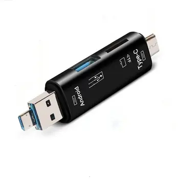 Tipas C & Micro USB 5 In 1 OTG Kortelių Skaitytuvas Flash Drive Didelės spartos USB2.0 Universalus OTG TF/SD Kortelę 