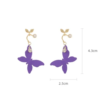 Violetinė auskarai 2020 naujos mados mažų šviežių drugeliu auskarai moterų korėjos temperamentas ausų papuošalai Tendencijos Mados Stud Auskarai