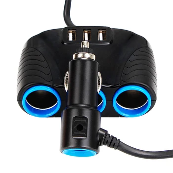 3 USB 3 Taip 3.1 Mėlyna Led Automobilio Cigarečių Degiklio Lizdo Splitter Hub Power Adapter 12V-24V, skirtą 