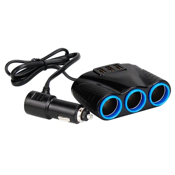 3 USB 3 Taip 3.1 Mėlyna Led Automobilio Cigarečių Degiklio Lizdo Splitter Hub Power Adapter 12V-24V, skirtą 