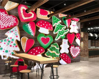 Papel de sumalti Kalėdų Slapukus Grybai Širdies medis maisto 3d tapetai,gyvenamasis kambarys su sofa-lova, TV wall miegamojo sienos dokumentų namų dekoro