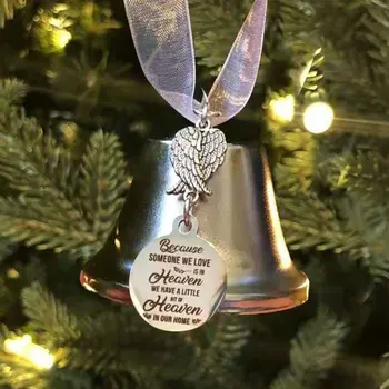 Angelas Sparnų Vėjo Varpeliais Bell Apdailos Dangų Kalėdų Ornamentu Pakabuką Angelas Sparnų Nuorodą Sidabro Varpas Atminimo Dovana Vėjo Varpeliais
