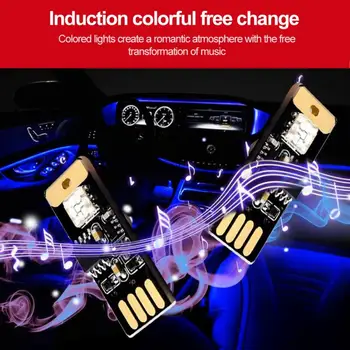 2vnt Automobilį Aplinkos Ligh Automobilio LED Šviesos Atmosfera USB Smart Balso Kontrolės Spalvinga Muzikos Ritmą Apdailos Žvaigždžių Šviesos Atmosfera